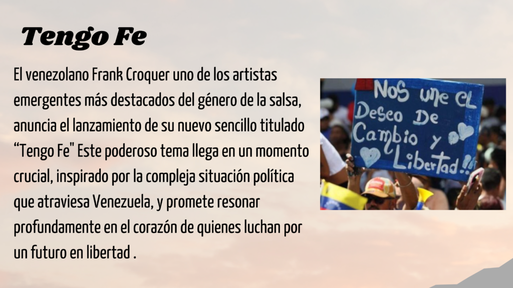 Con su característico estilo, Frank Cróquer logra capturar la esencia de un país que, a pesar de las dificultades, la falta de libertad y respeto a la voluntad y la decisión de un todo un país de cambiar sigue adelante con la mirada puesta en un porvenir más luminoso y además destacar la solidaridad que diferentes pueblos latinos han tenido costa con nosotros.