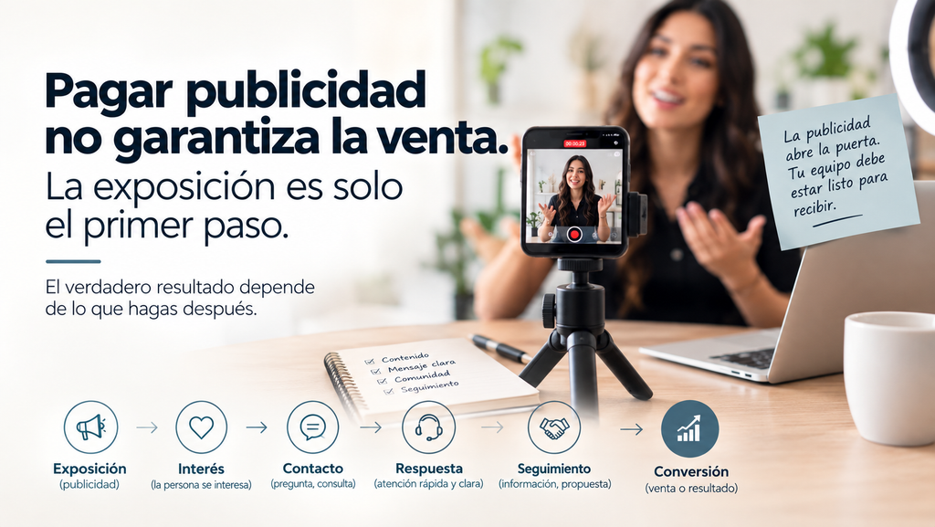 La publicidad genera exposición e interés, pero convertir esa atención en ventas requiere respuesta, seguimiento y una estrategia comercial por parte del anunciante.