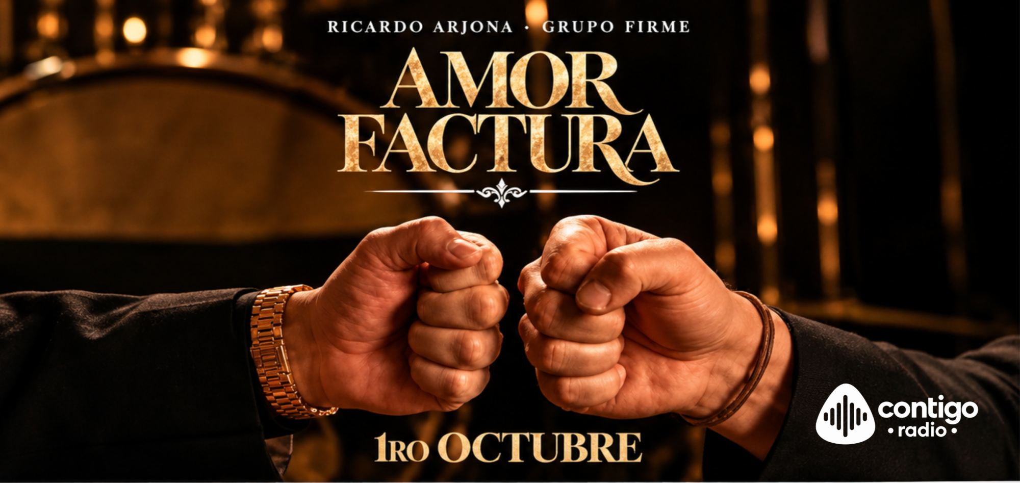 Ricardo Arjona y Grupo Firme se unen en “Amor Factura”, una colaboración con Eduin Caz que se estrenará el 1 de octubre de 2026.