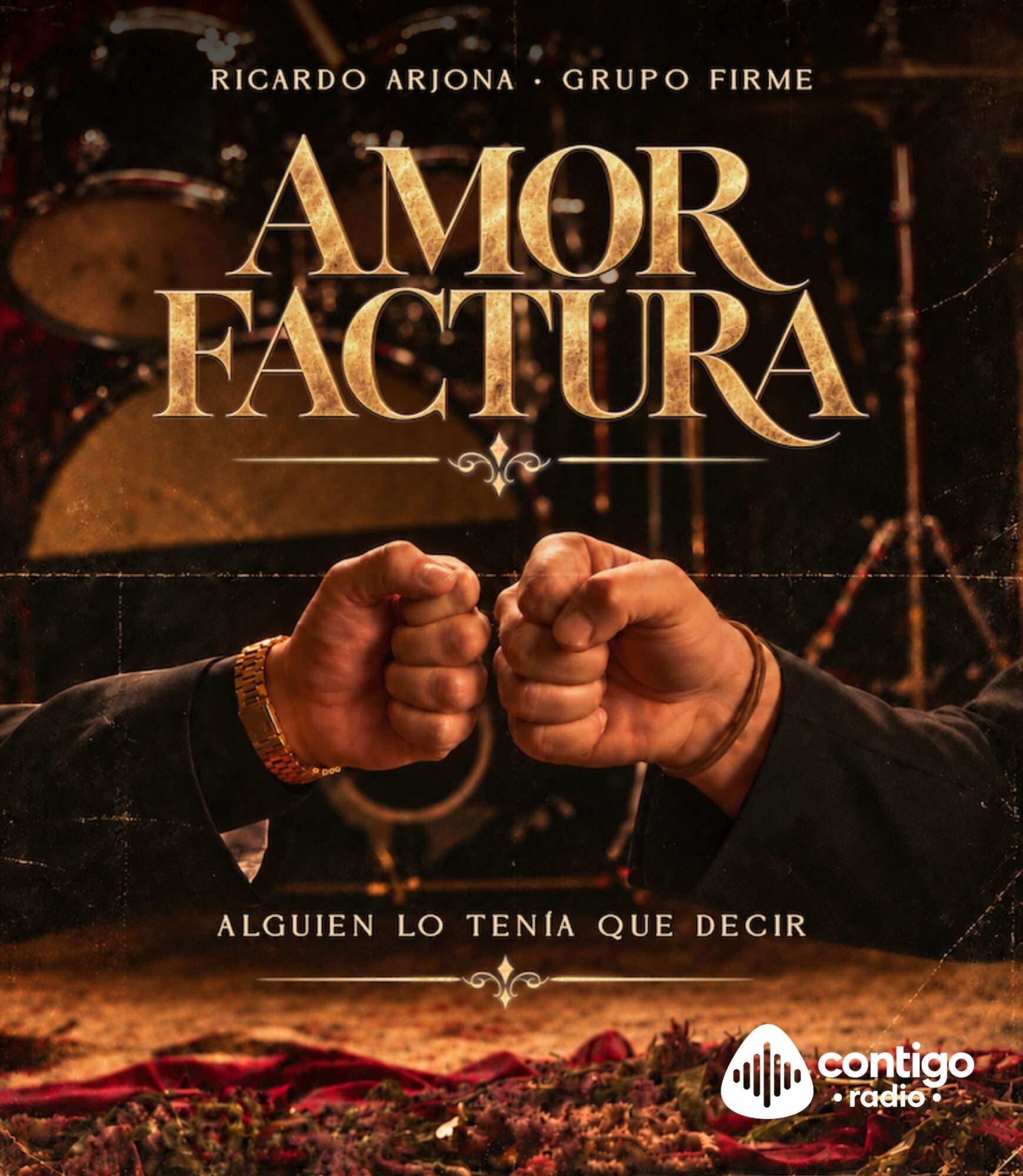Ricardo Arjona se une a Eduin Caz y Grupo Firme en “Amor Factura”, una canción que mezcla bolero norteño y regional mexicano con una historia de desamor, traición y una relación que termina pasando factura.